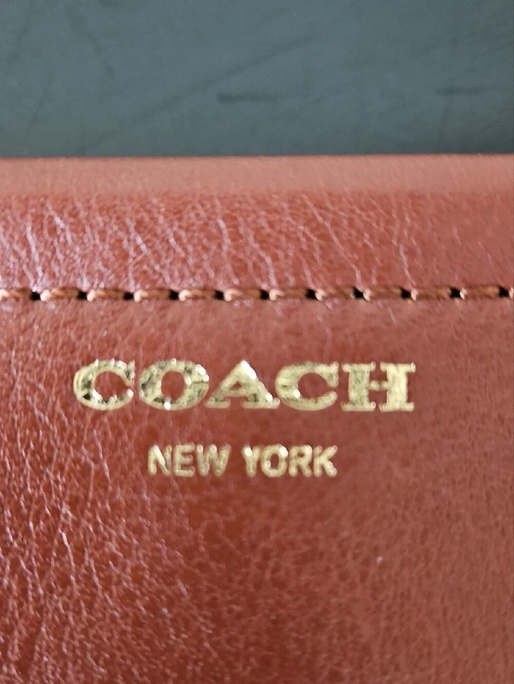Coach Leather Wristlet Clutch in Rich Rust